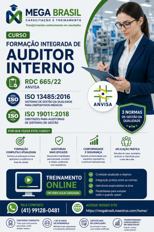 AUDITOR INTERNO 3 NORMAS - RDC 665, ISO 13485, 19011-600